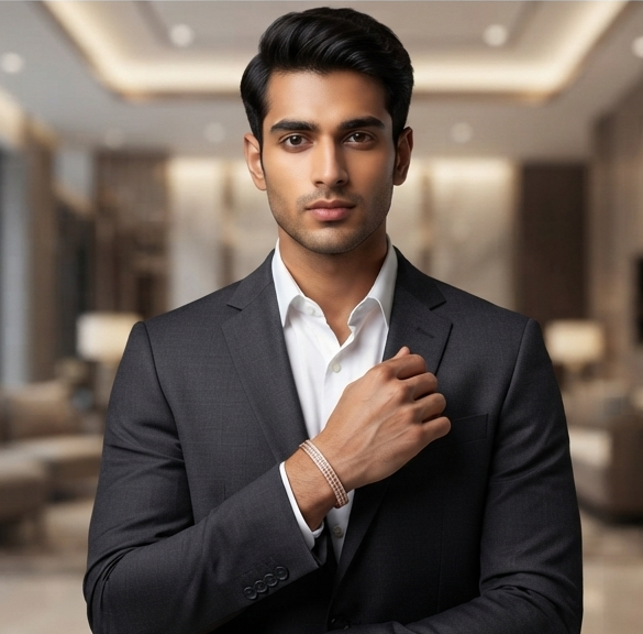 Three Row Diamond Men's Kada