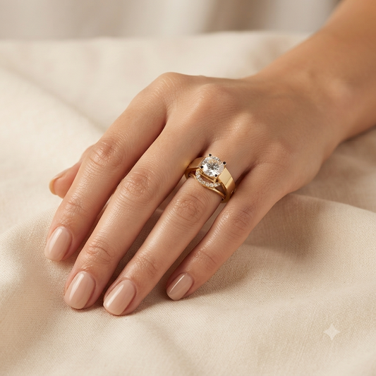 Half Round Diamond Ring