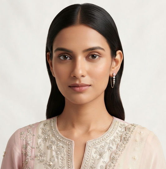 Solitaire long linear earrings