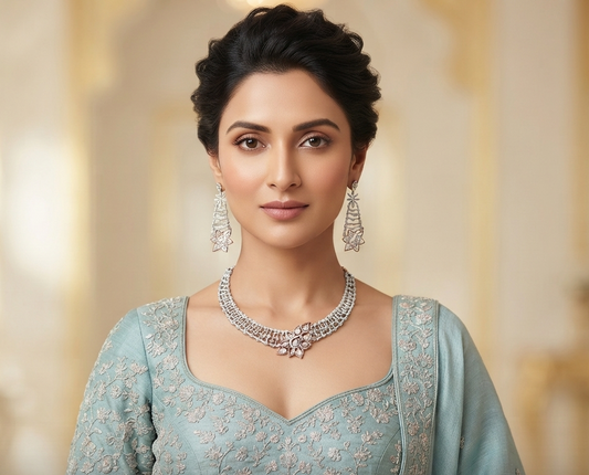 Designer Floret Diamond Necklace Set