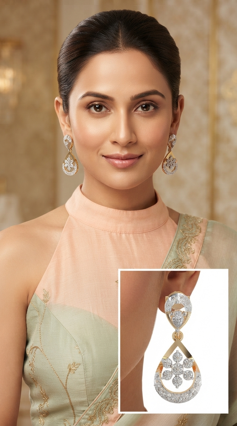Petal Dewdrops Diamond Earring