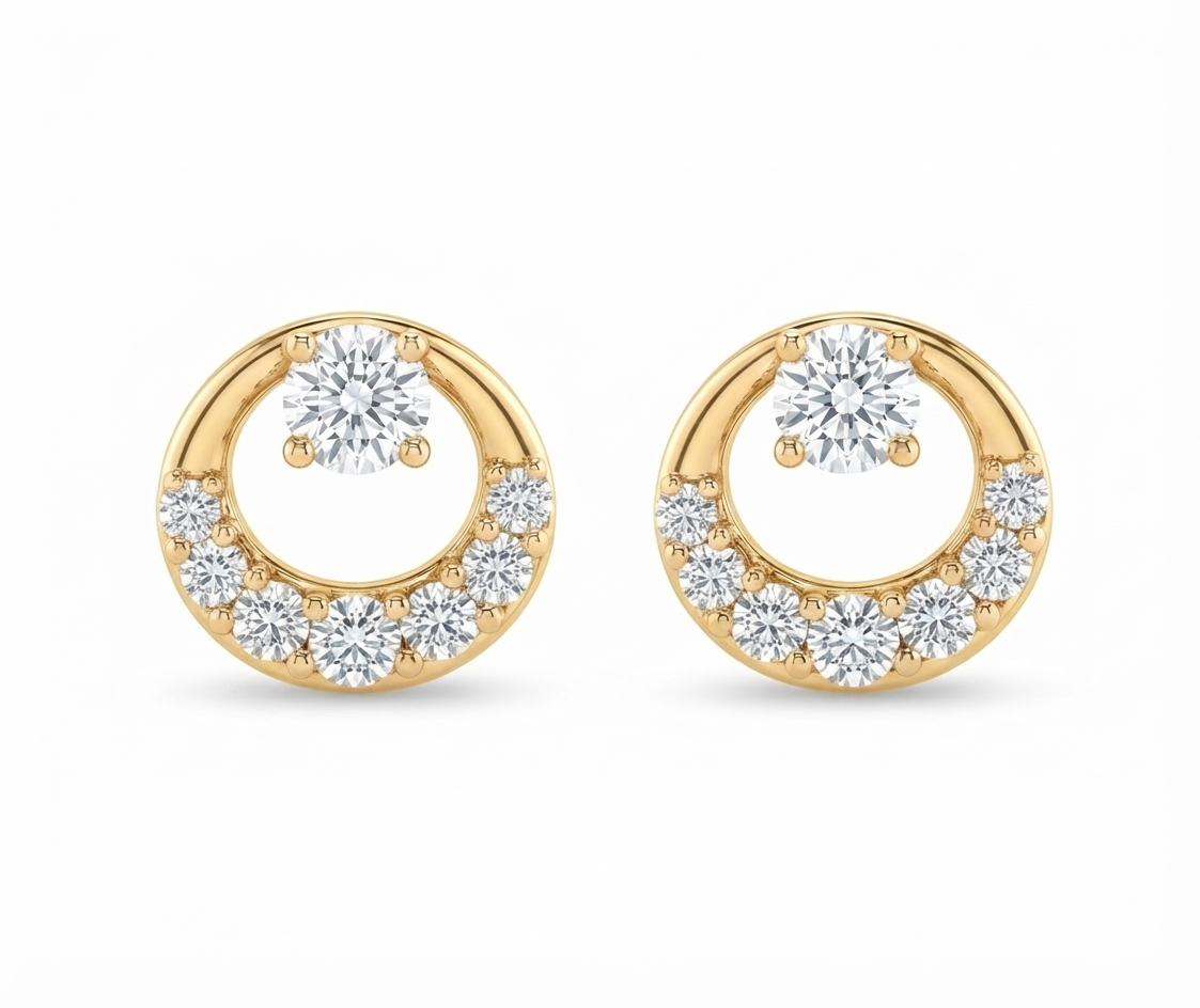 Tiny Moonbeam Diamond Studs