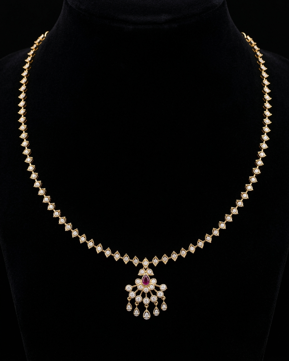 Kempu Pathakam Diamond Necklace