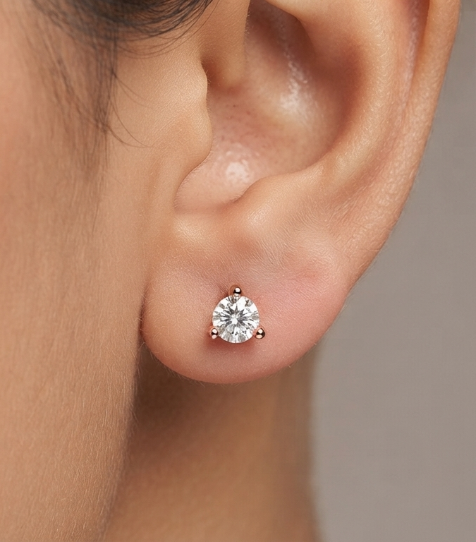 Classic Round Solitaire Diamond Stud
