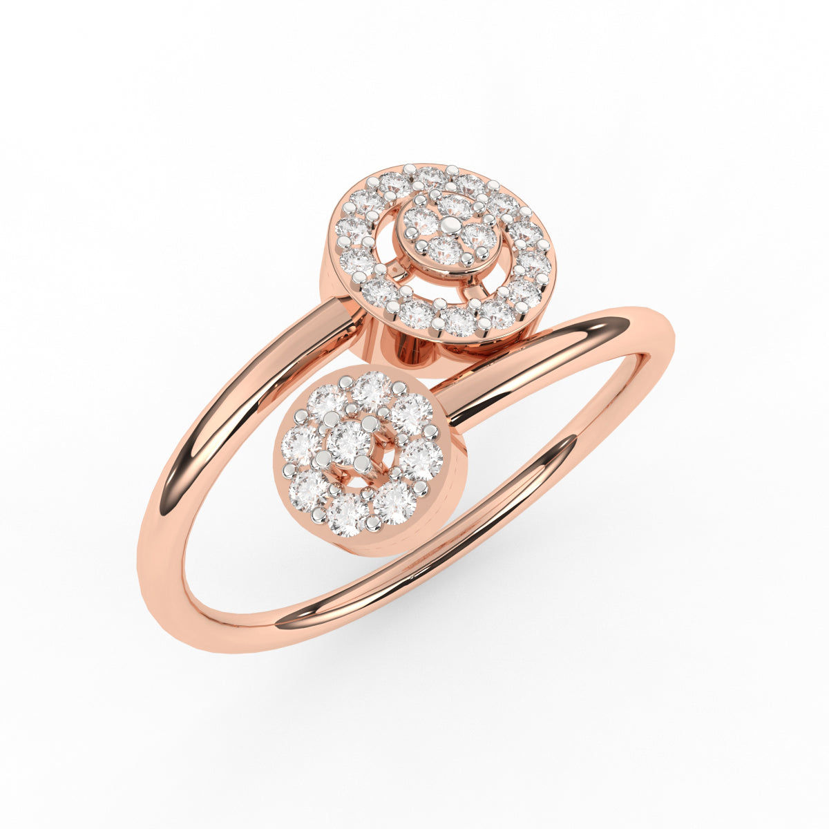 Modern Double Disc Diamond Ring