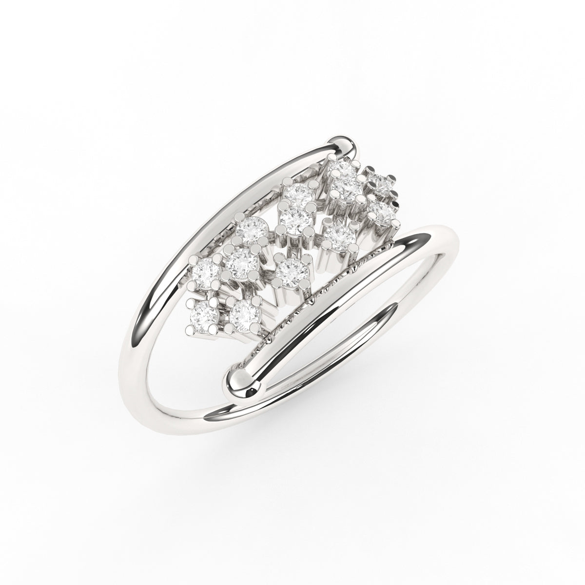 Pipe Pave Diamond Ring