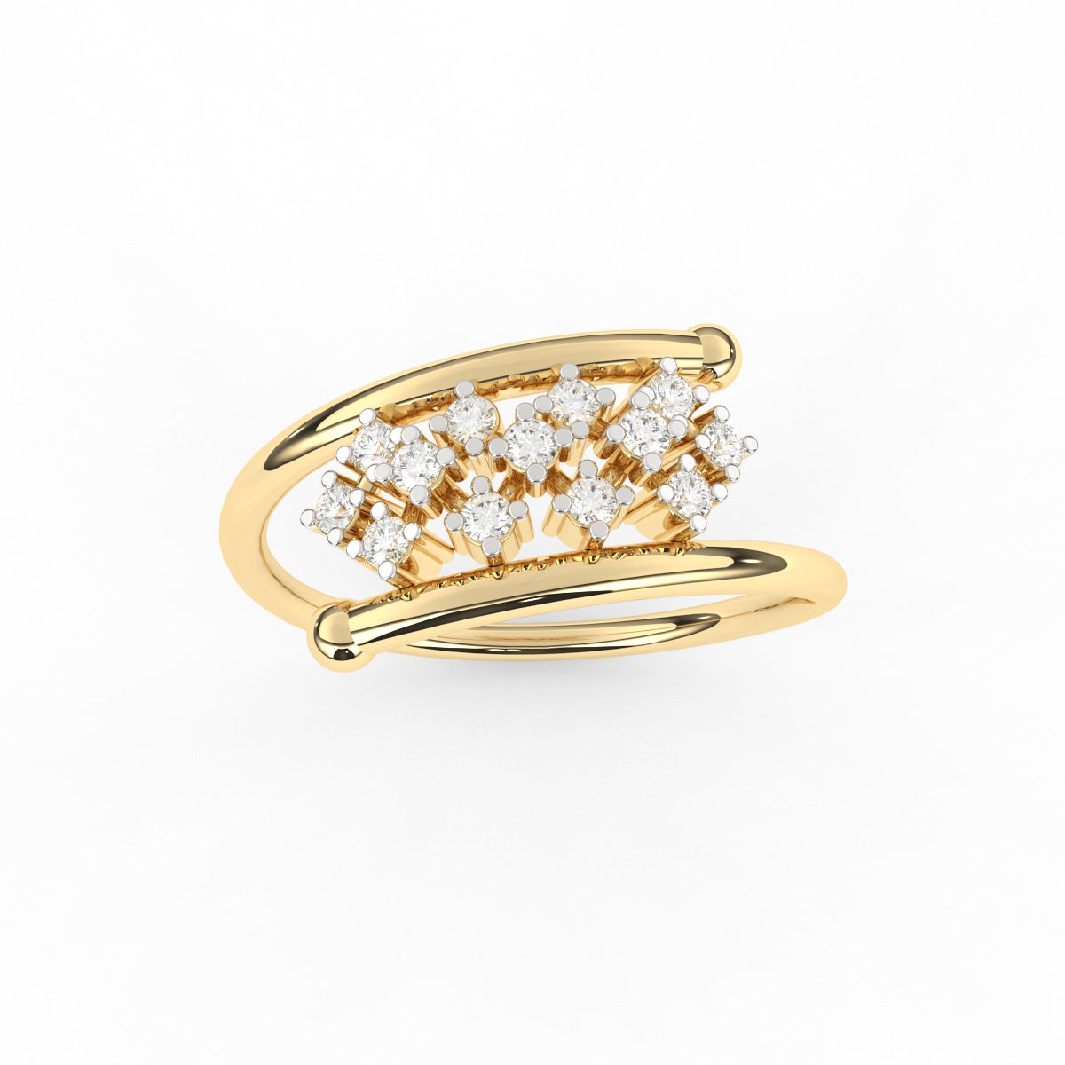 Pipe Pave Diamond Ring