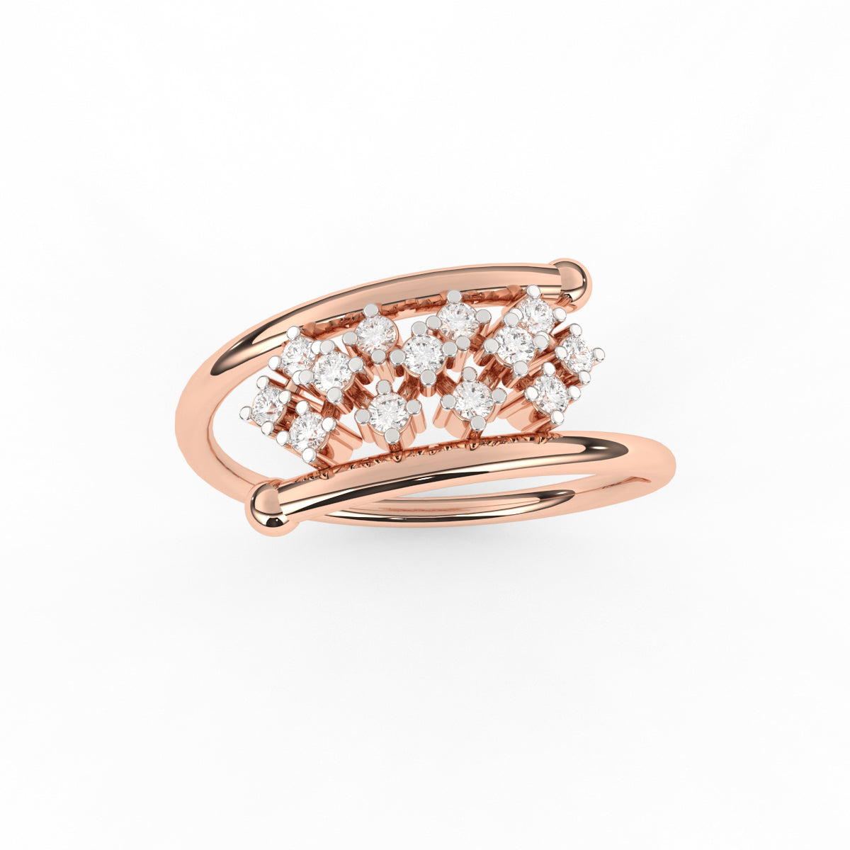 Pipe Pave Diamond Ring