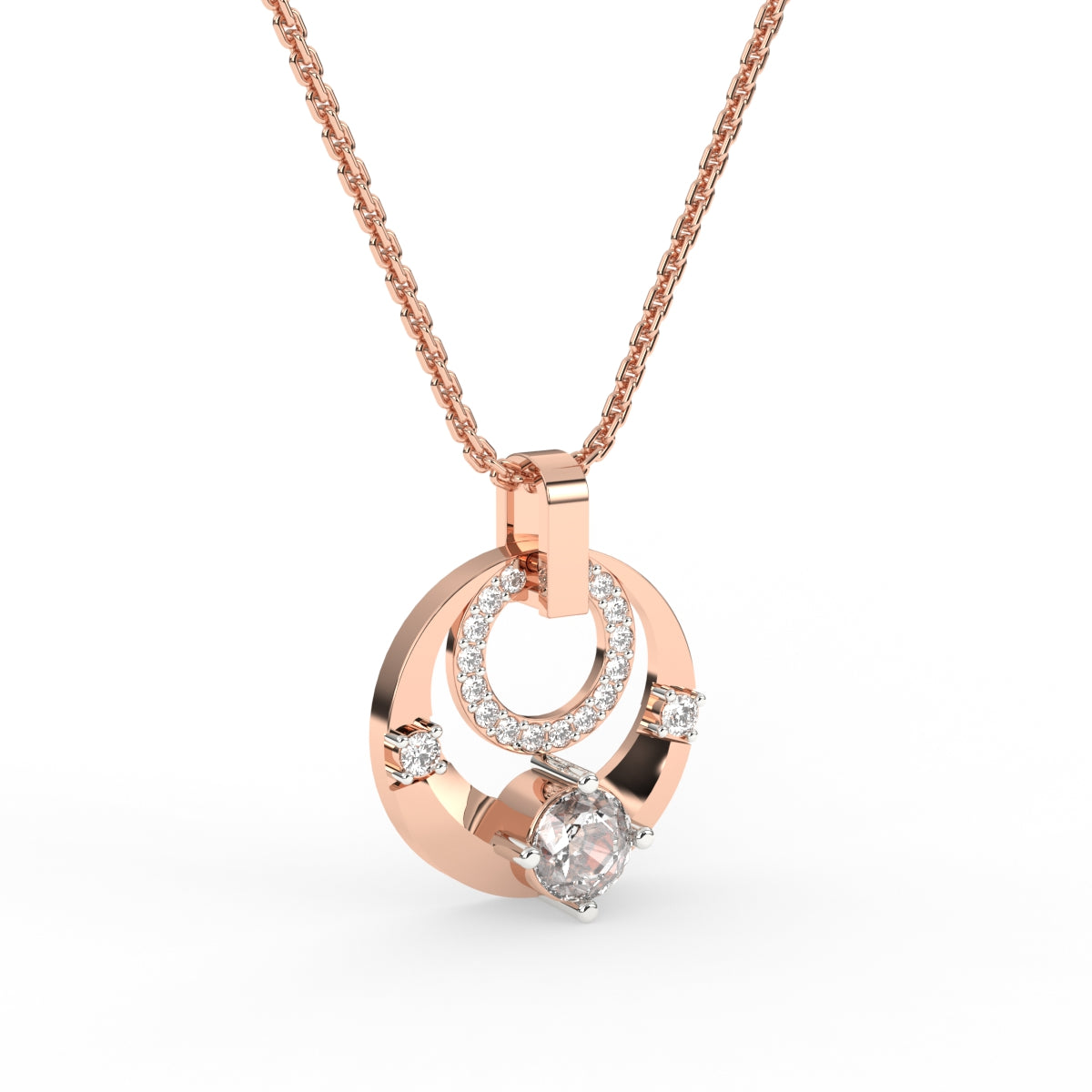 Shimmering two circle diamond pendant