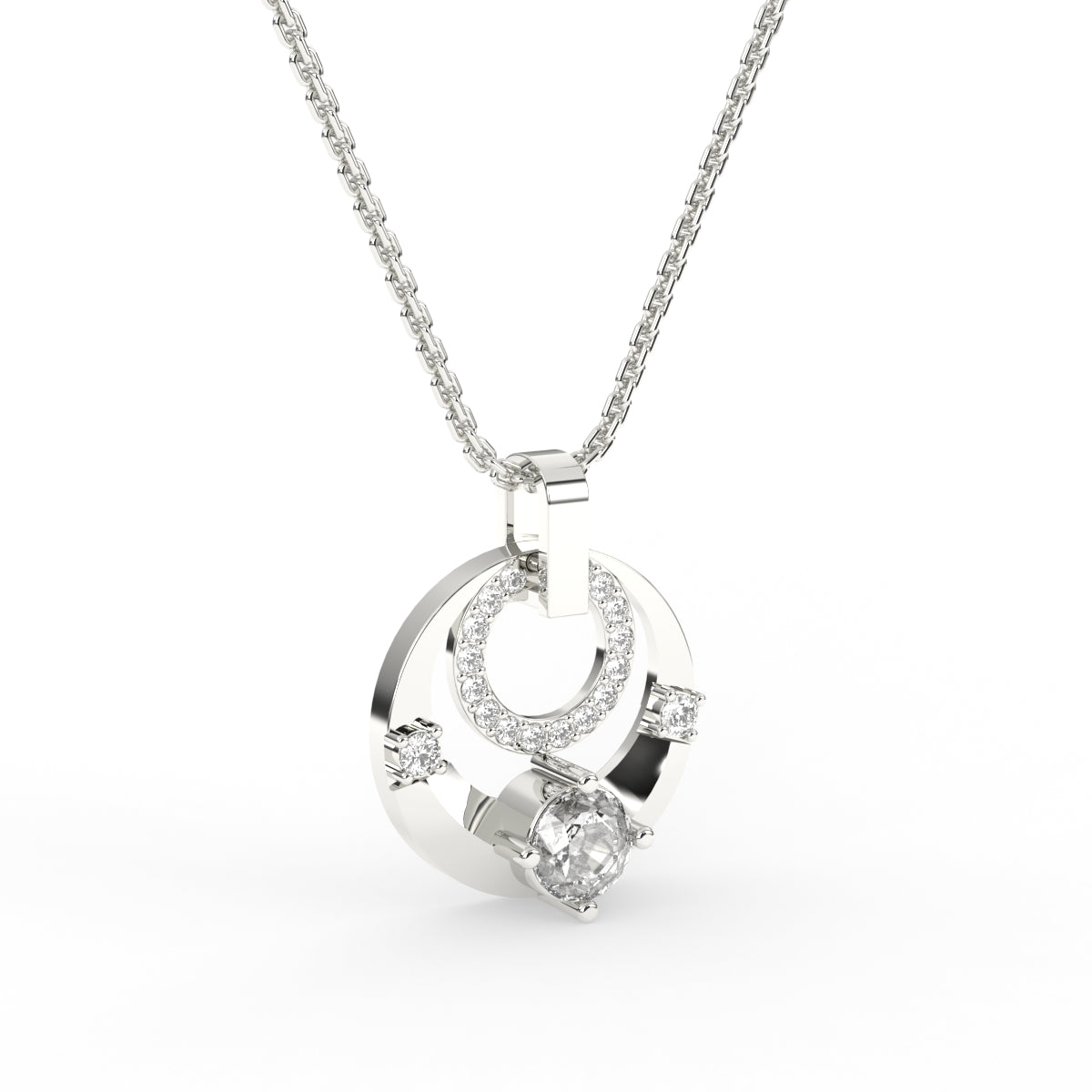 Shimmering two circle diamond pendant