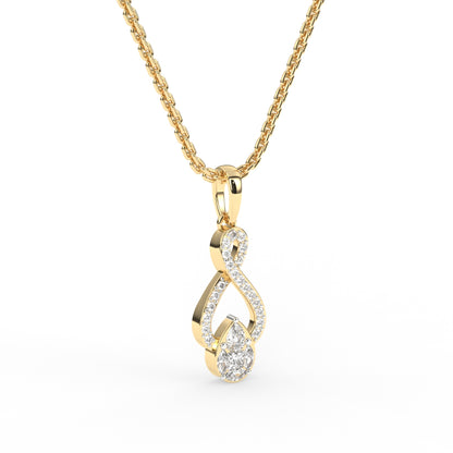 Classic Drop Diamond Twisted Pendant For Girl