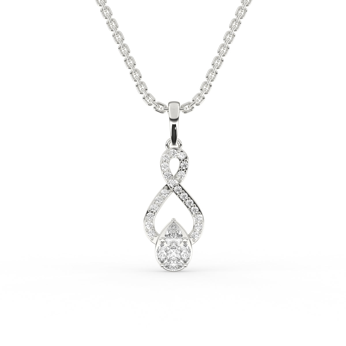 Classic Drop Diamond Twisted Pendant For Girl