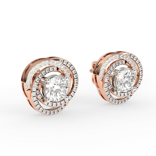 Diamond Spiral Stud Earrings