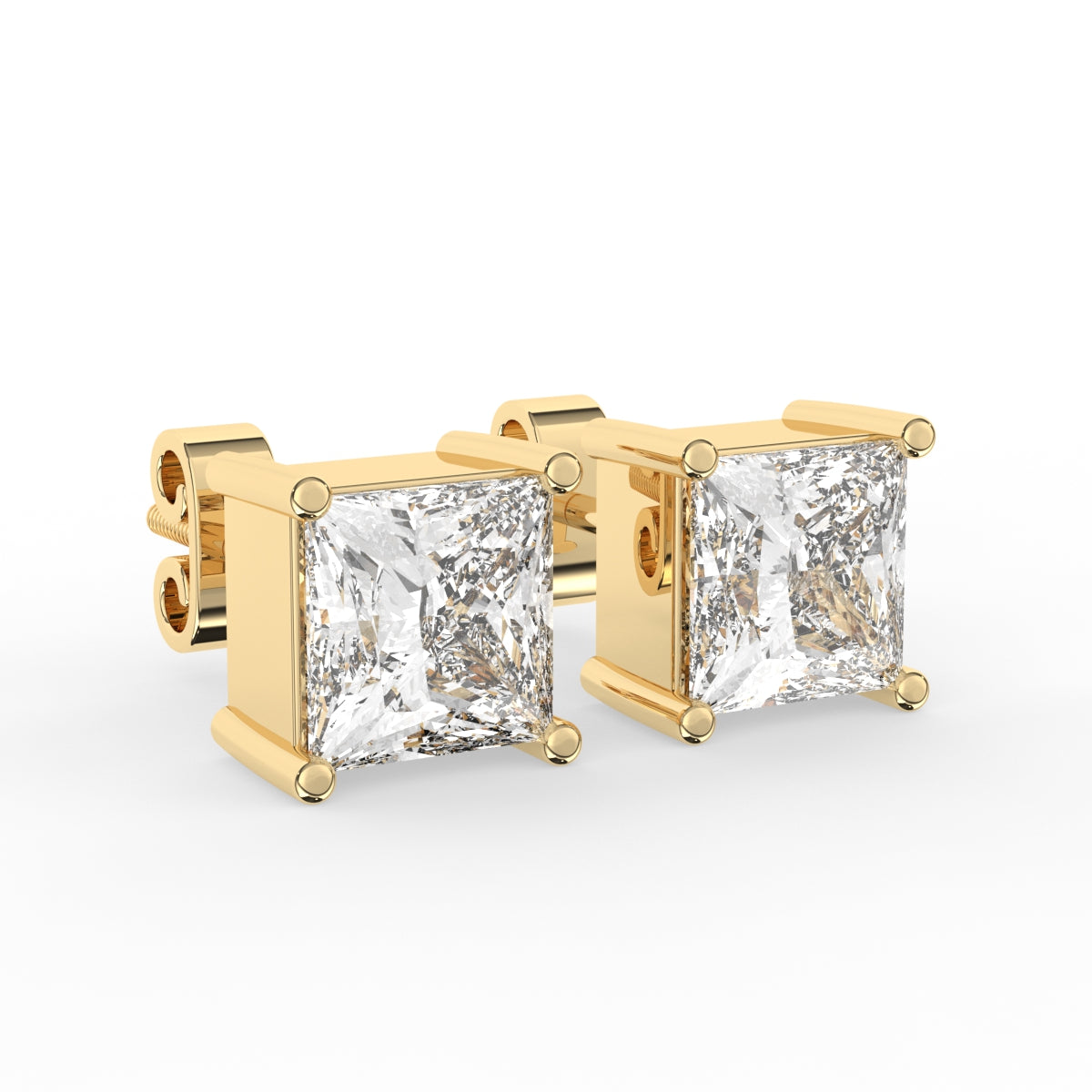 Princess cut solitaire diamond earrings