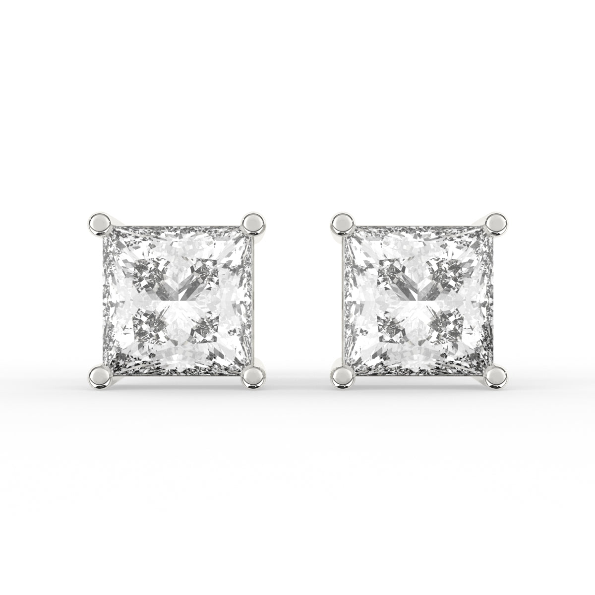 Princess cut solitaire diamond earrings