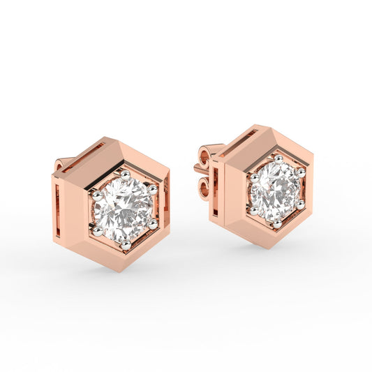 Hexagon Shaped Diamond Studs