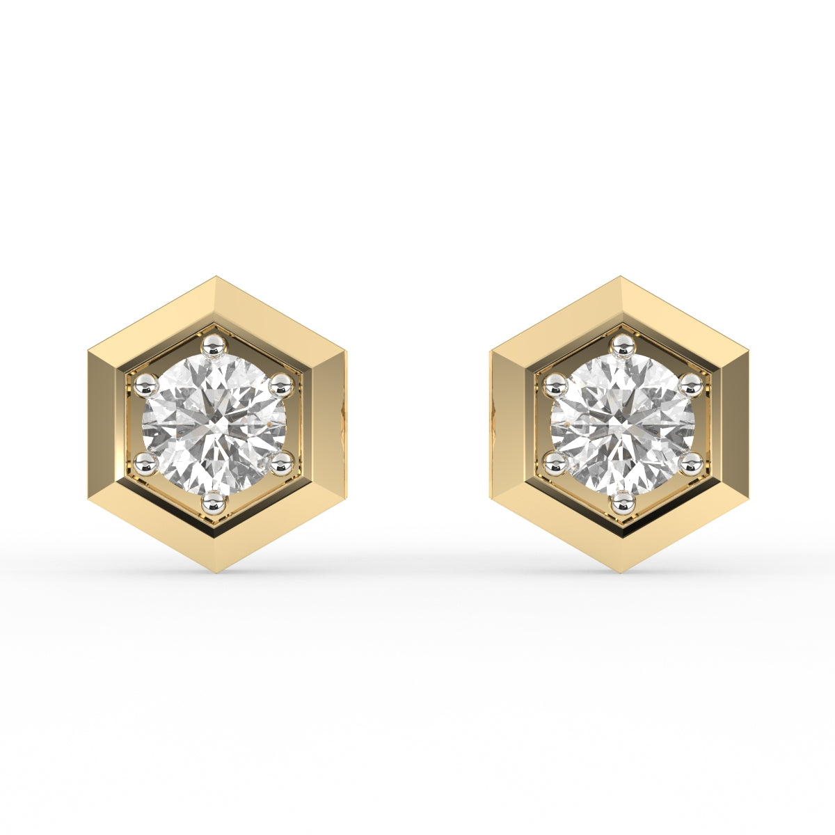Hexagon Shaped Diamond Studs