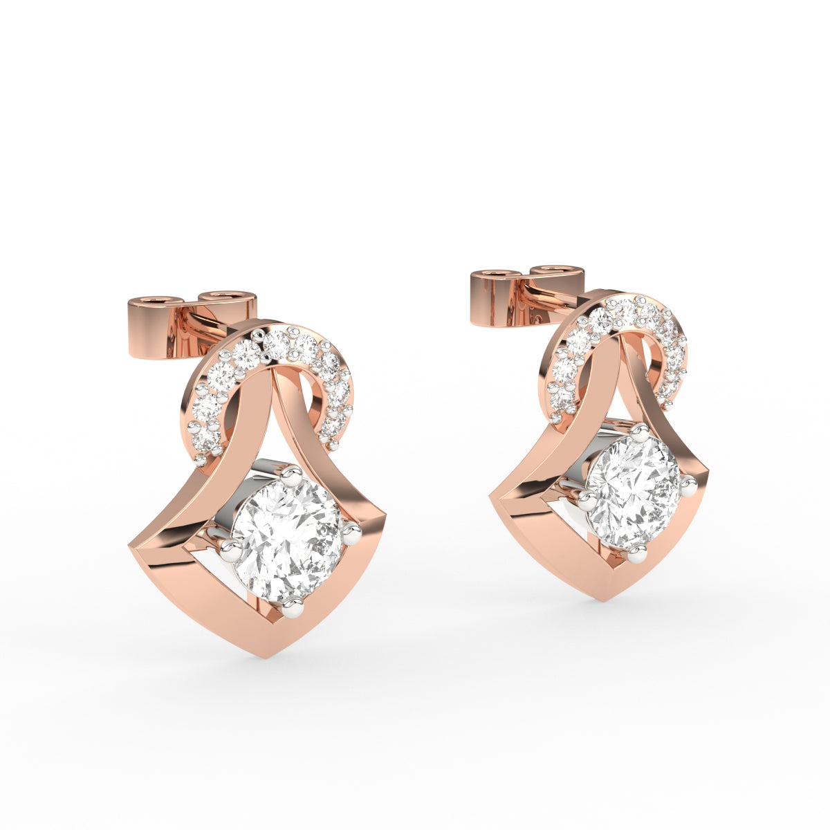Geometric Lab Grown Diamond Earrings Gift For Her