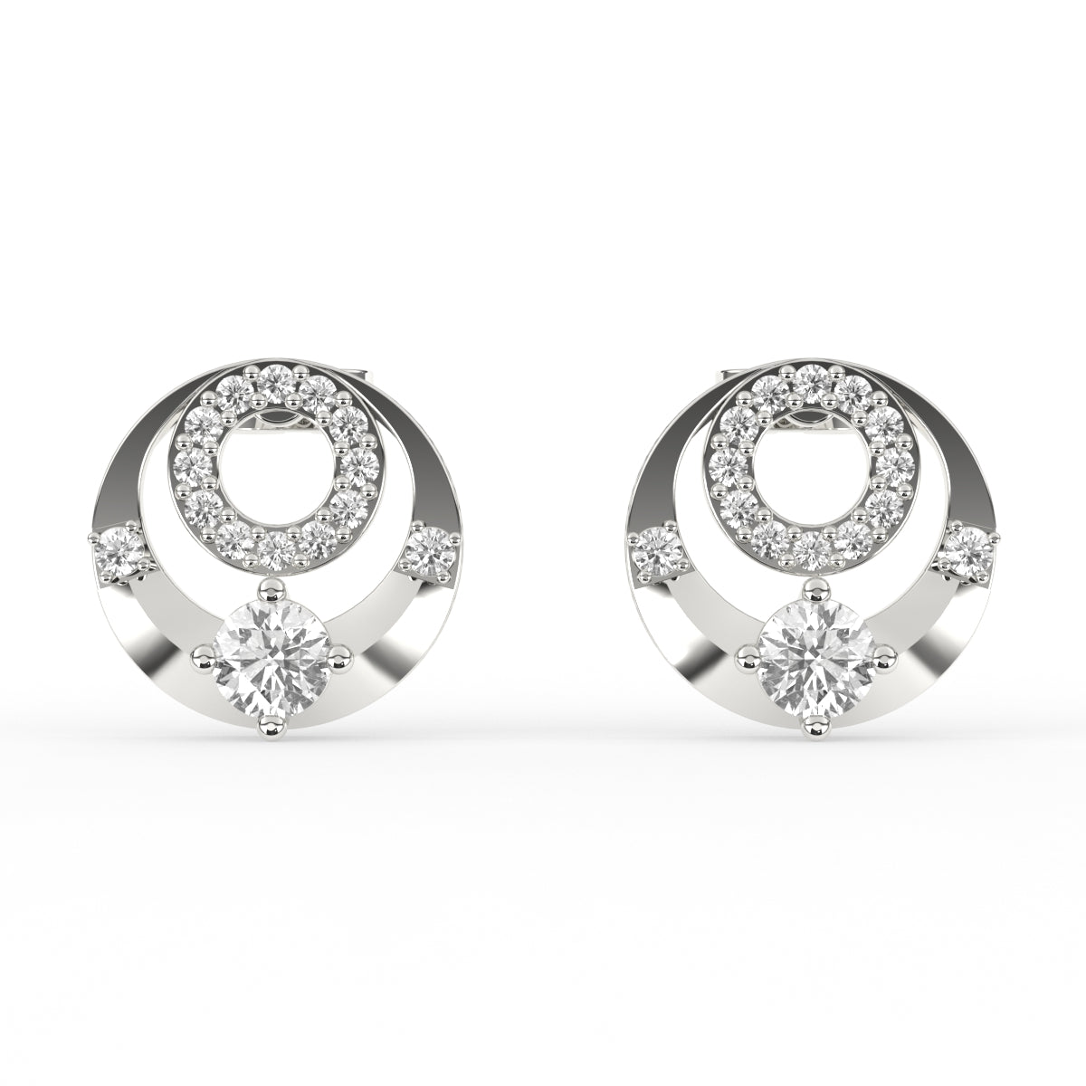 Goegeous Open Circle Round Diamond Earrings