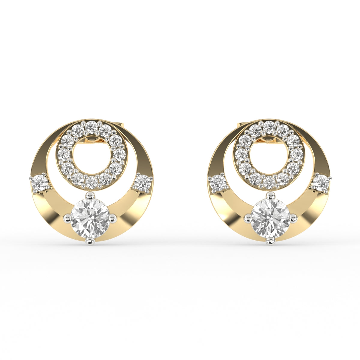 Goegeous Open Circle Round Diamond Earrings