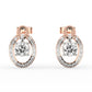 Unique Oval Shaped Halo Diamond Studs Earrings