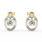 Unique Oval Shaped Halo Diamond Studs Earrings