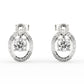 Unique Oval Shaped Halo Diamond Studs Earrings