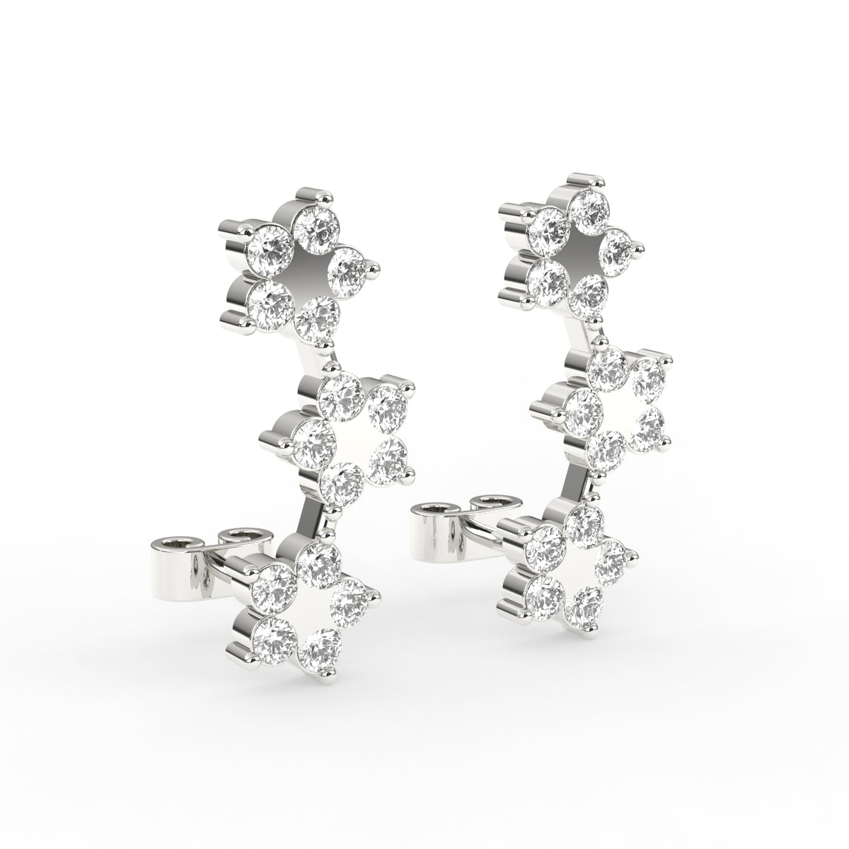 Bloosom Flower Cluster Diamond Stud Earrings