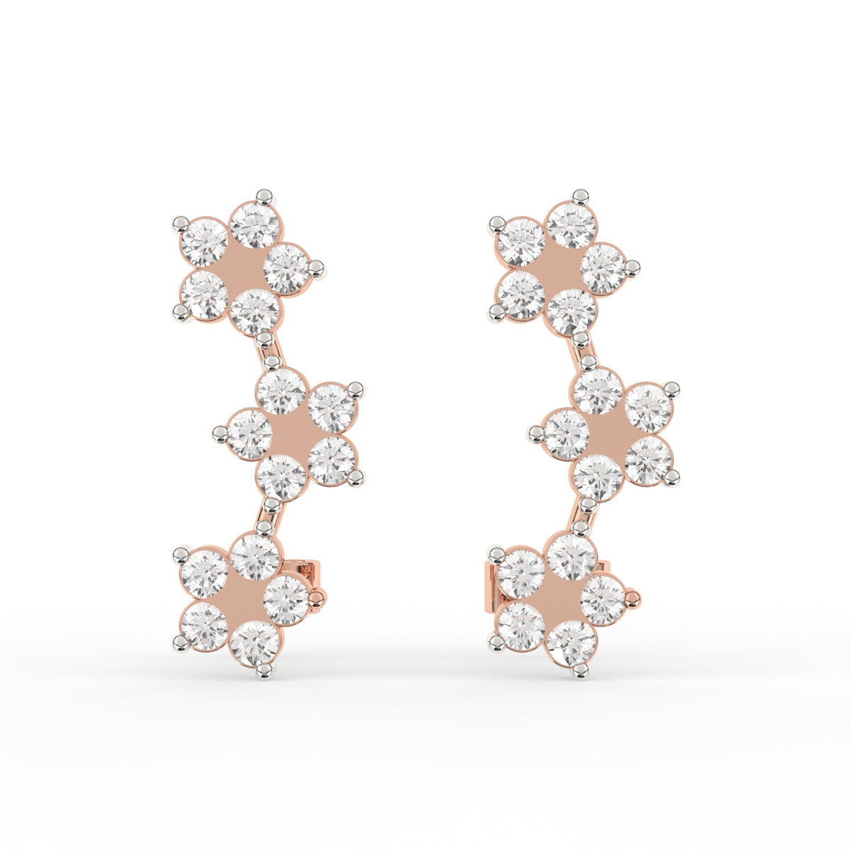Bloosom Flower Cluster Diamond Stud Earrings