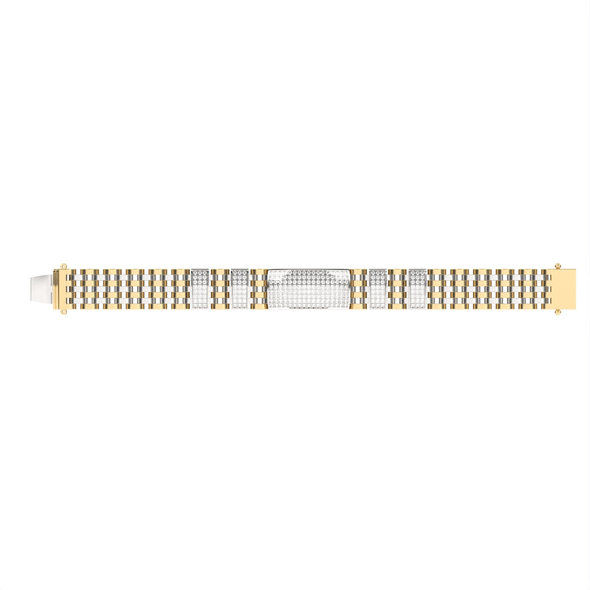Art Deco Diamond & Gold Nesting Bracelet For Men