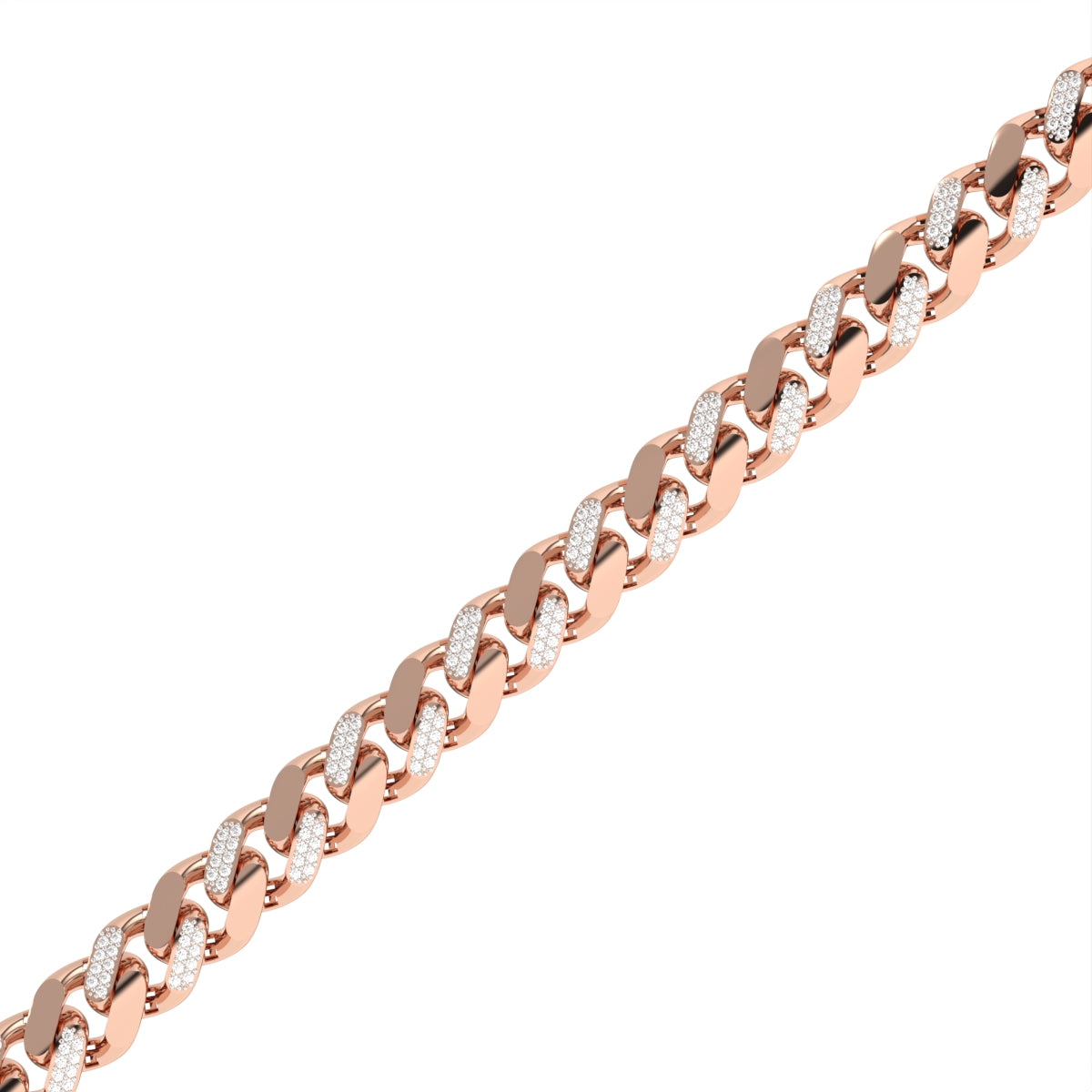 12mm Rose Gold Iced Diamond-Cut Miami Cuban Link Bracelet | King Ice