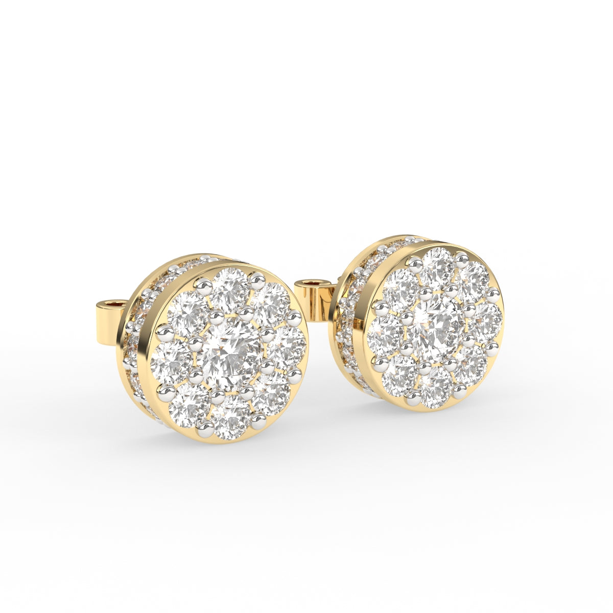 Fancy Timeless Gold and Diamond Stud Earrings