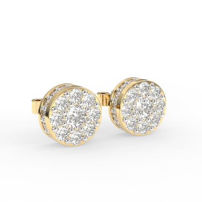 Fancy Timeless Gold and Diamond Stud Earrings