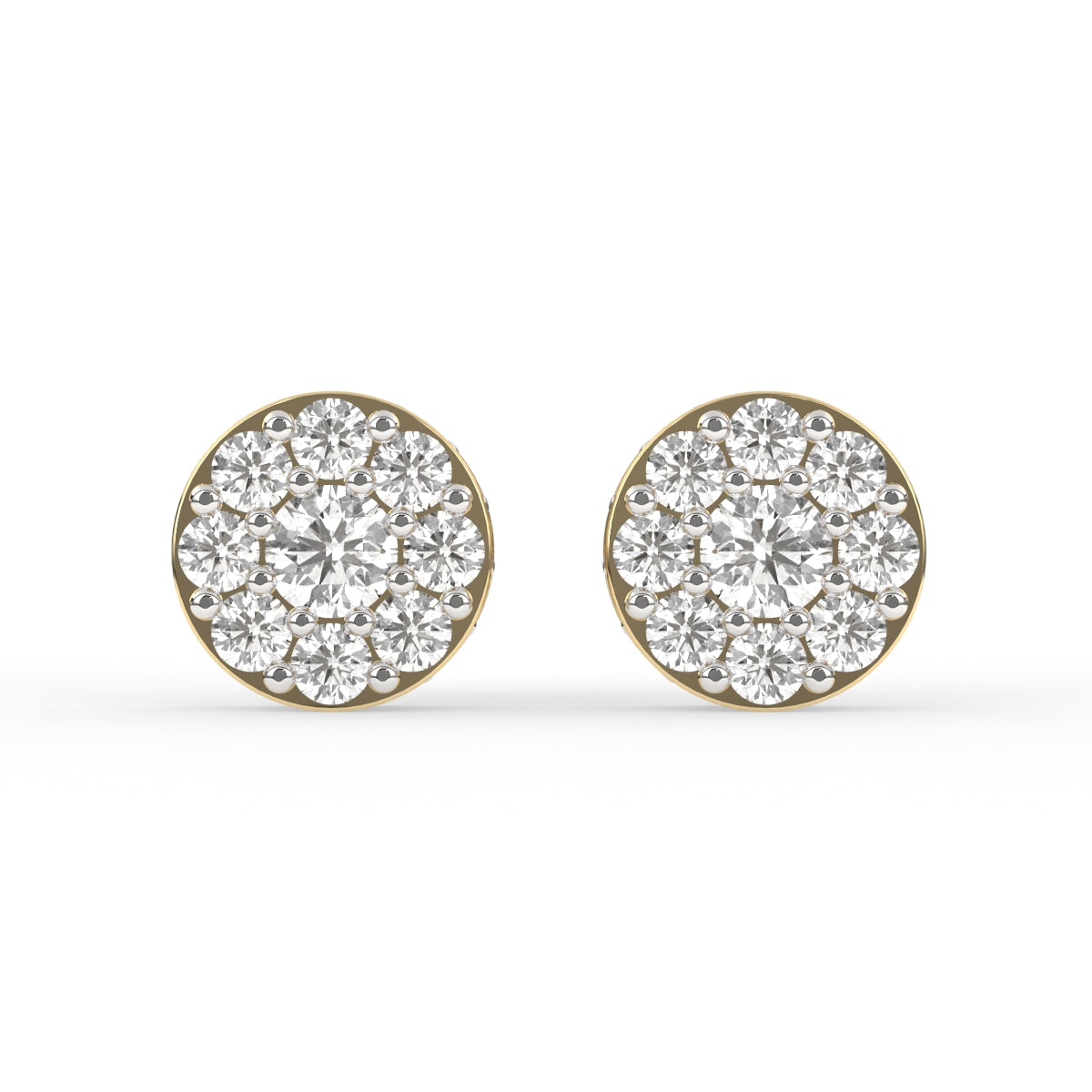 Fancy Timeless Gold and Diamond Stud Earrings