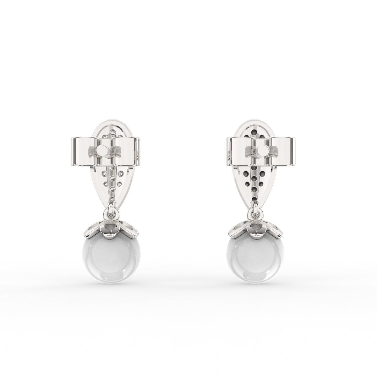 Designer Diamond and Pearl Drop Earrings