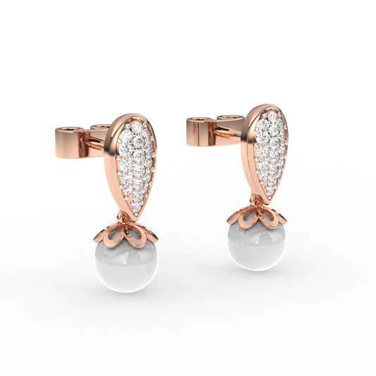 Designer Diamond and Pearl Drop Earrings