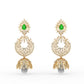 Luxurious Diamond Cluster and Pearl Jhumkas