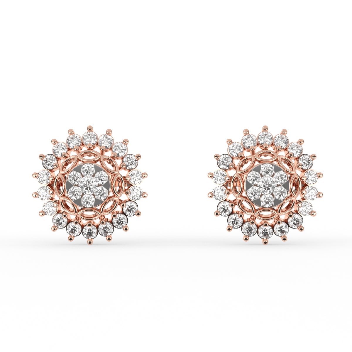 Lavish Floral Diamond Studs Earrings