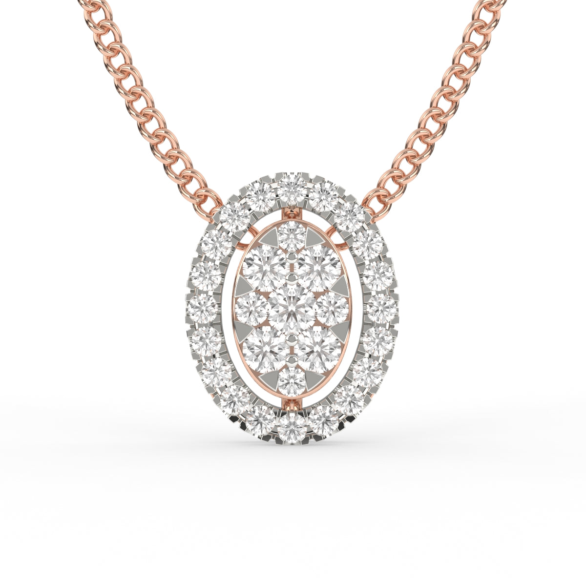 Oval halo diamond pendant