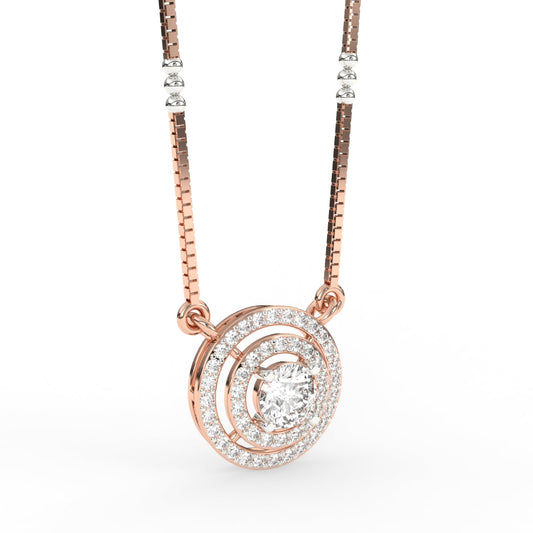 Round double halo pendant chain