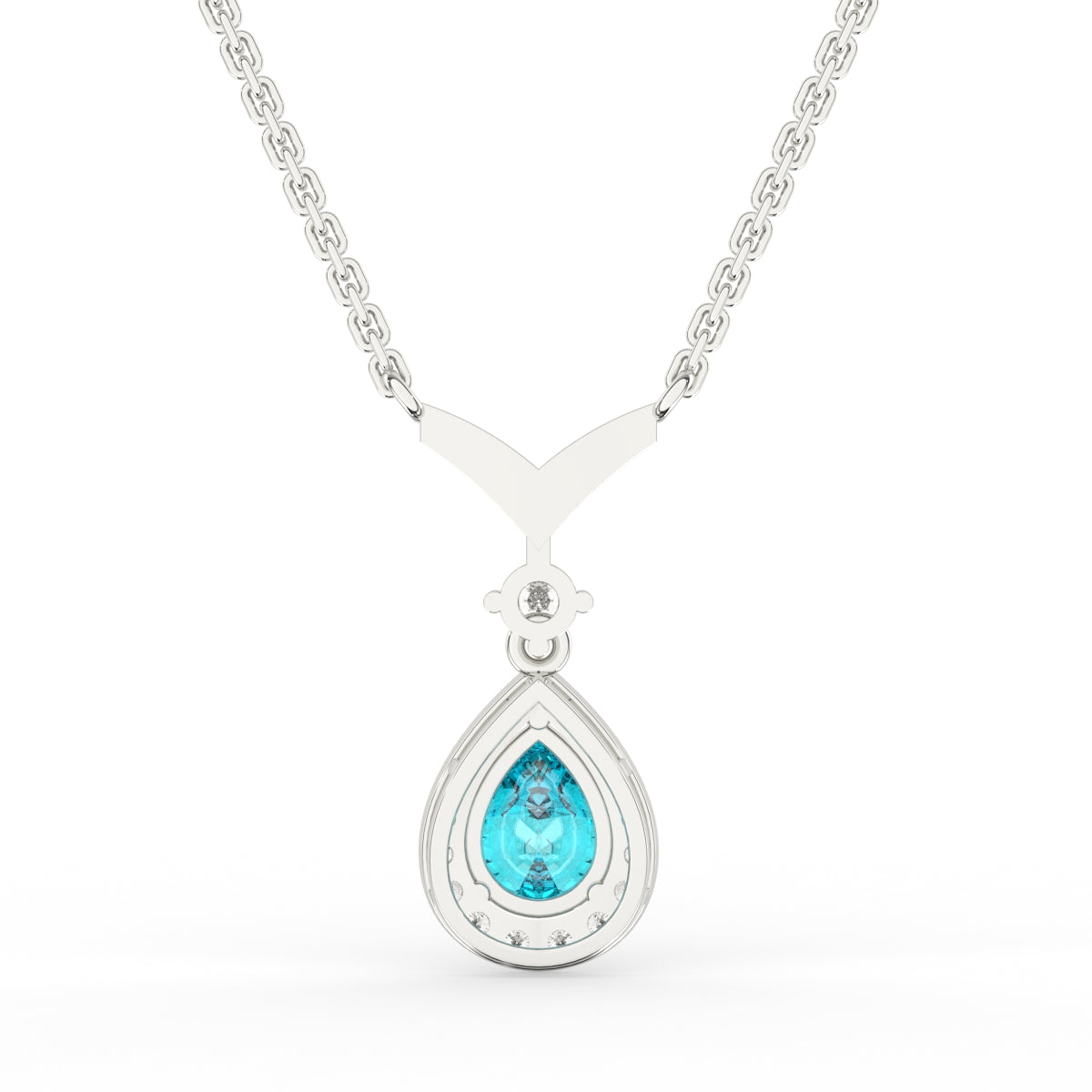 Blue pear diamond pendant chain