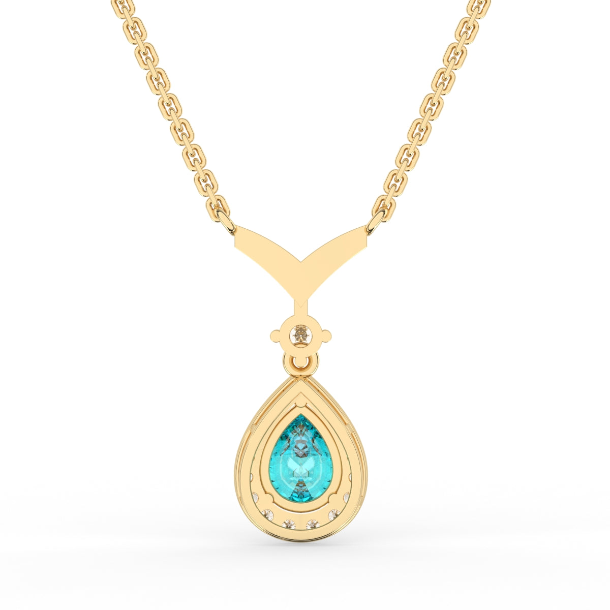 Blue pear diamond pendant chain