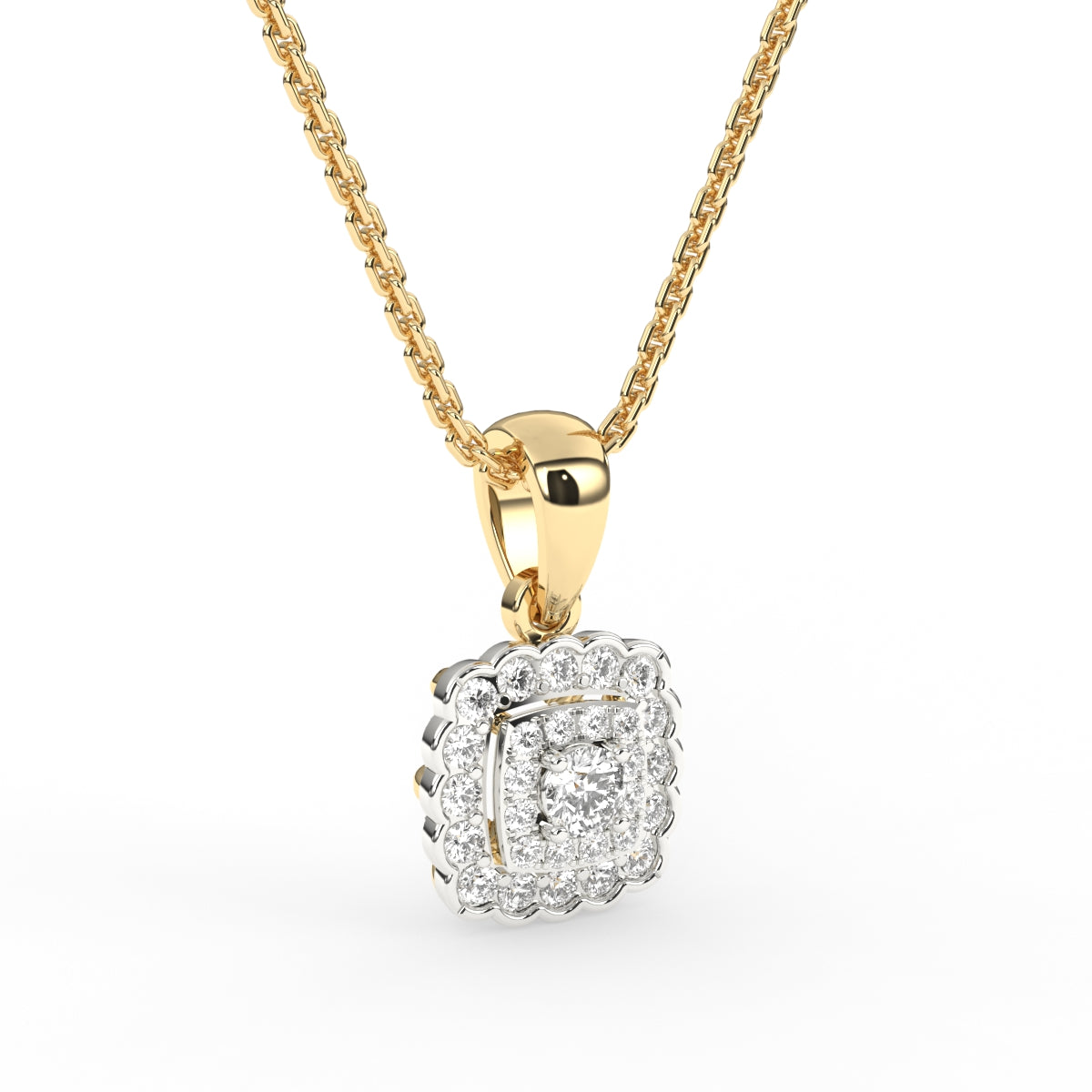 Laxurious Round Double Halo Pendant For Her