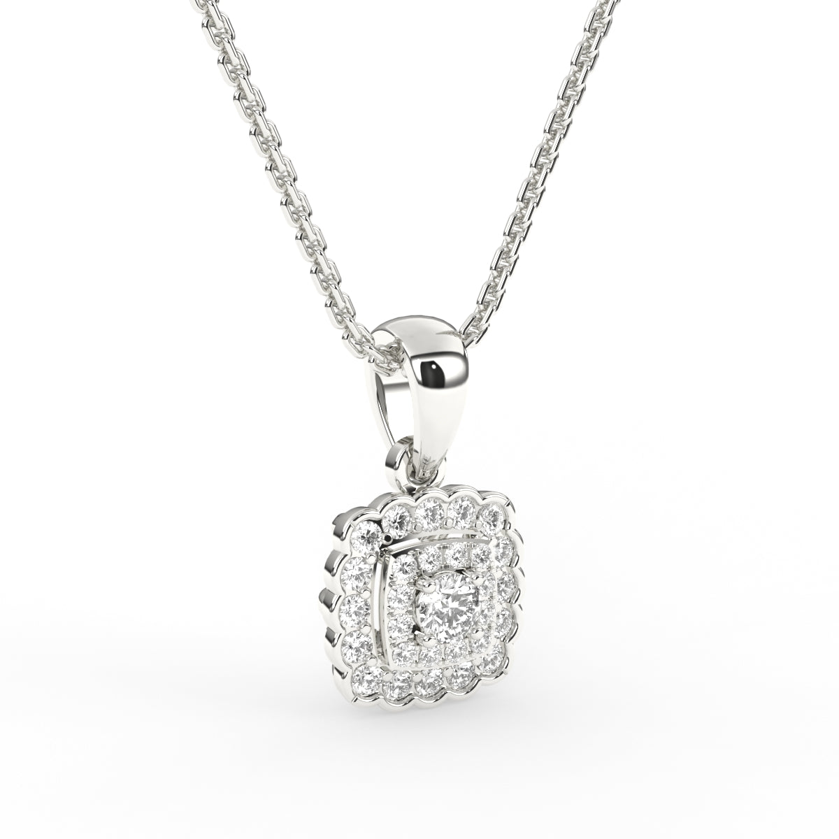 Laxurious Round Double Halo Pendant For Her
