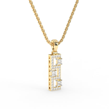 Three square diamond pendant