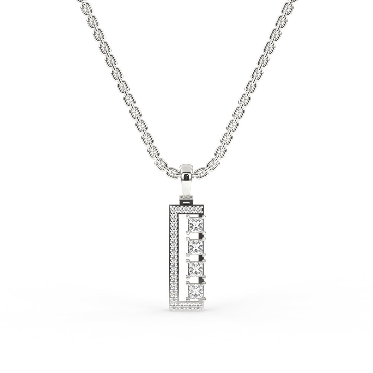 Four square diamond pendant