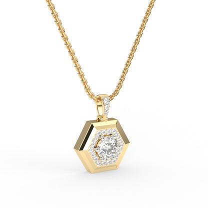 Classic Hexagon Shped Halo Pendant For Her