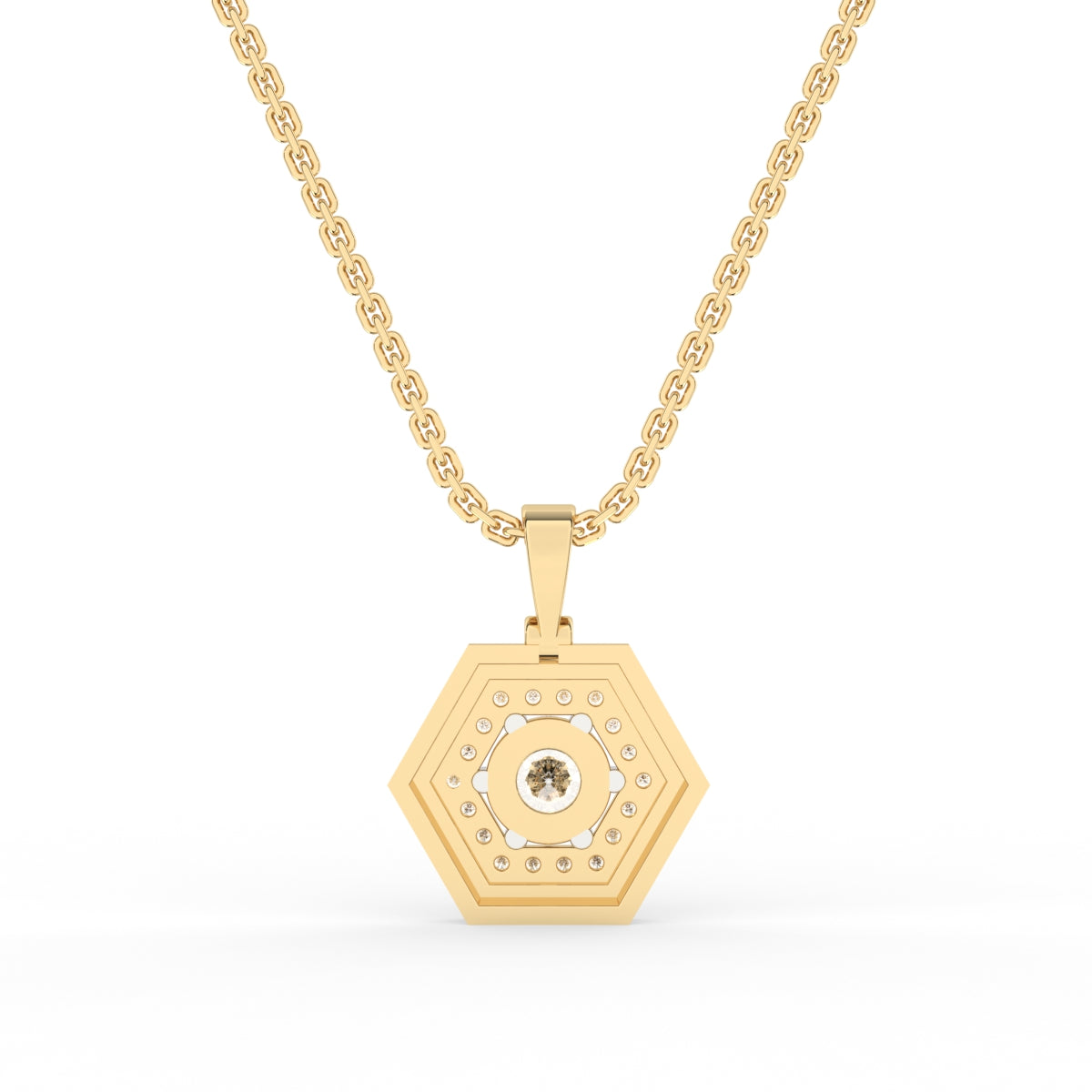 Classic Hexagon Shped Halo Pendant For Her