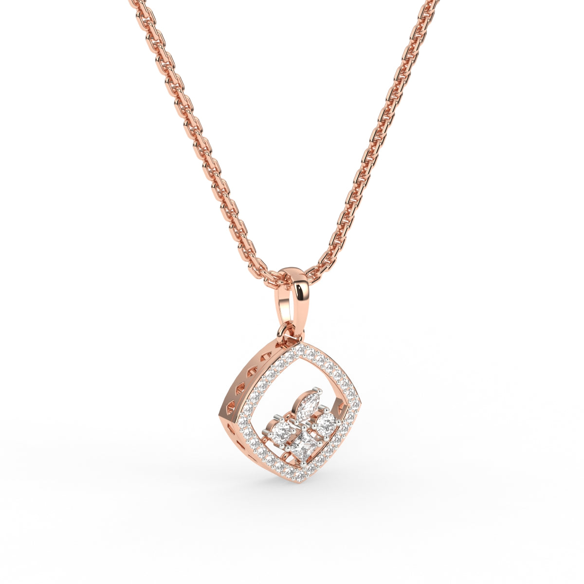 Quad Shaped Diamond Pendant