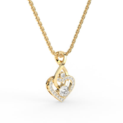 Forever Love Heart Shape Round Diamond Pendant